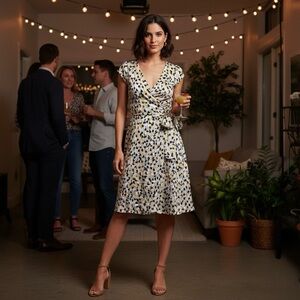 DVF Diane Von Furstenberg "Kye" Silk Wrap Dress Womens 2 Multicolor Career Party